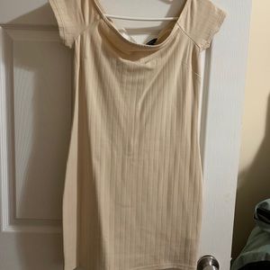 off shoulder tight cream dress
